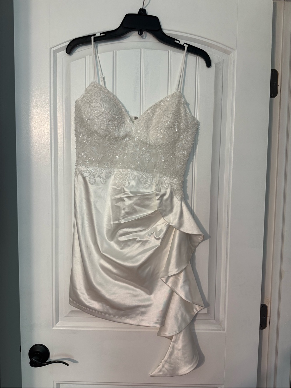 Windsor Ivory Lace & Satin Spaghetti Strap Mini Dress